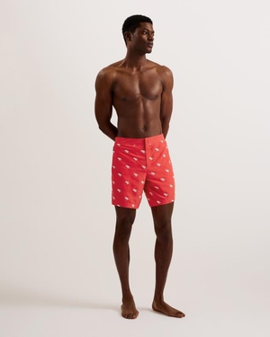 Short Ted Baker Embroidered Lobster Swim Rouge Homme | GMU-94777435